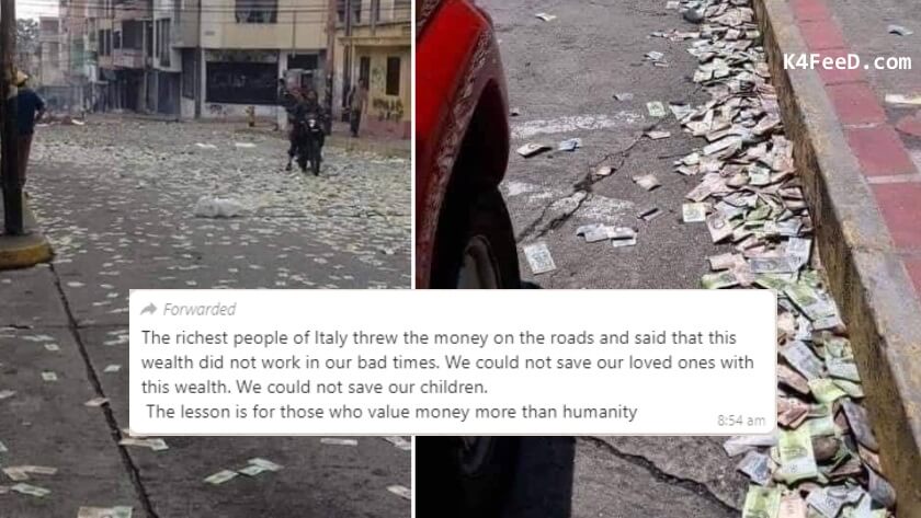 क्या इटली के लोग सड़को पर पैसा फेंक रहे है? जानिये क्या है सच